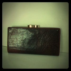 Vintage Brown Leather Wallet Clutch